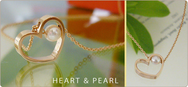 ハートくり抜きパールスルーネックレス K10PG40cm- パール・真珠と大人可愛いネックレスの通販 真珠スタイル